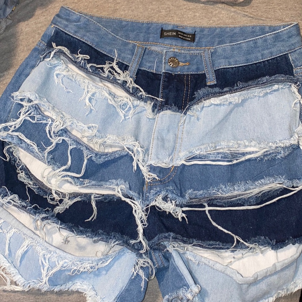 ripped two tone Jean shorts , brand new
